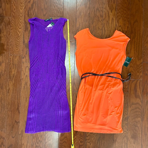 2 Ralph Lauren Dresses NWT Purple Crochet and Orange Belted Dress - Picture 2 of 10